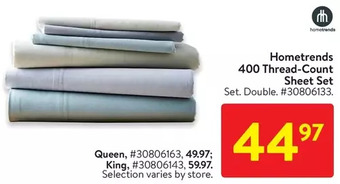 Walmart Hometrends 400 thread-count sheet set double | queen | king offer