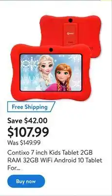 Walmart Contixo 7 inch kids tablet 2gb ram 32gb wifi android 10 tablet for kids w/ kickstand camera bluetooth parental control learni offer