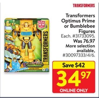 Walmart Transformers optimus prime or bumblebee figures offer