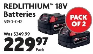 Home Hardware Redlithium 18v batteries offer