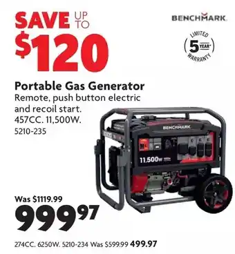 Home Hardware Portable gas generator: 274cc | 457cc offer