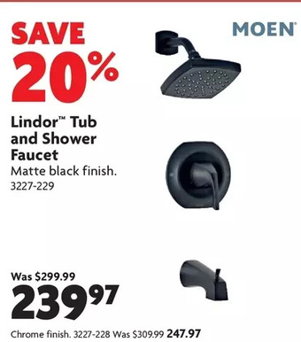 Home Hardware Lindor tub and shower faucet: matte black finish | chrome finish offer