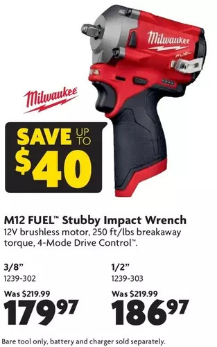 Home Hardware M12 fuel stubby impact wrench: 3/8" | 1/2" offer