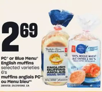 Independent Grocer Pc or blue menu english muffins offer