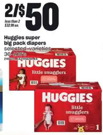 Independent Grocer Huggies super big pack diapers offer