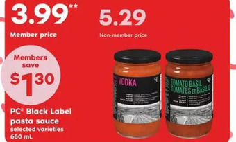 Independent Grocer Pc black label pasta sauce offer