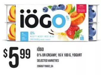 Independent Grocer Iogo 0% or creamy yogurt offer
