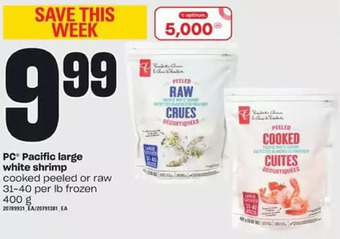 Loblaws Pc pacific large white shrimp offer