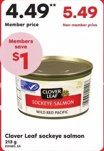 Loblaws Clover leaf sockeye salmon offer