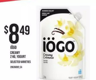 Zehrs Markets Iogo creamy yogurt offer