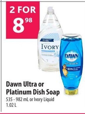 Co-op Dawn Ultra Or Platinum Dish Soap offer