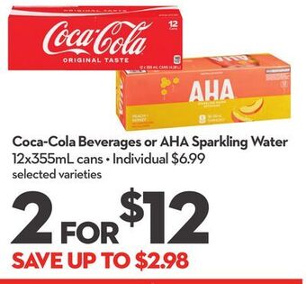 Longo's Coca-cola beverages or aha sparkling water offer
