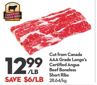 Longo's Beef boneless short ribs offer