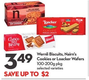 Longo's Wernli biscuits, nairn's cookies or loacker wafers offer