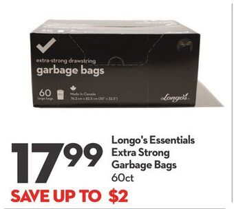 Longo's Longo's essentials extra strong garbage bags offer