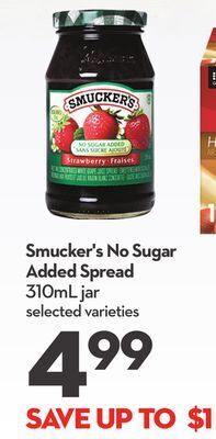 Longo's Smucker's no sugar added spread offer