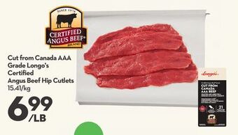 Longo's Cut from canada aaa grade longo's certified angus beef hip cutlets offer