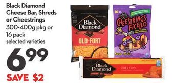 Longo's Black diamond cheese bar, shreds or cheestrings offer