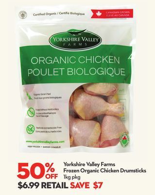 Longo's Yorkshire valley farms frozen organic chicken drumsticks offer