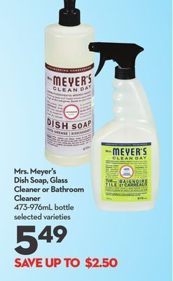Longo's Mrs. meyer's dish soap, glass cleaner or bathroom cleaner offer