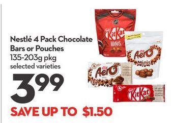 Longo's Nestlé 4 pack chocolate bars or pouches offer