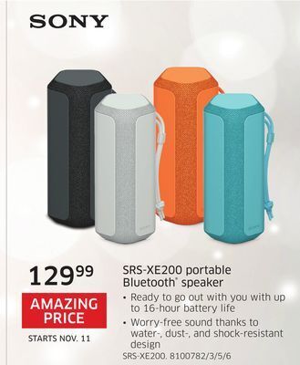 The Source Sony srs-xe200 portable bluetooth speaker offer