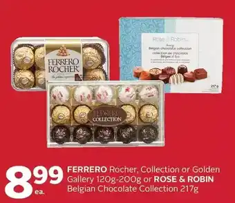 Rexall Ferrero rocher, collection or golden gallery or rose & robin belgian chocolate offer