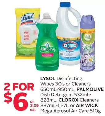 Rexall Lysol disinfecting wipes or cleaners, palmolive dish detergent, clorox cleaners or air wick mega aerosol air care offer