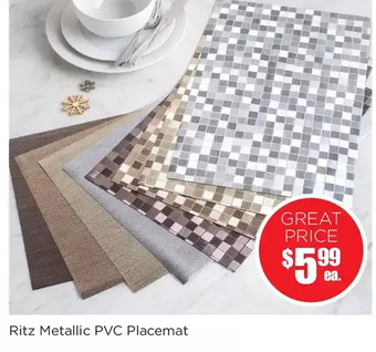 Kitchen Stuff Plus Ritz metallic pvc placemat offer