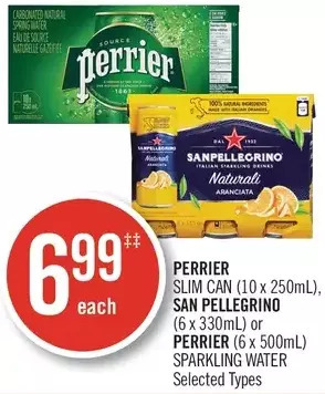 Shoppers Drug Mart Perrier slim can, san pellegrino or perrier sparkling water offer
