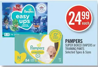 Shoppers Drug Mart Pampers super boxed diapers or training pants offer