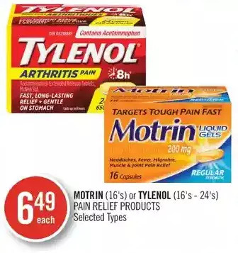 Shoppers Drug Mart Motrin or tylenol pain relief products offer