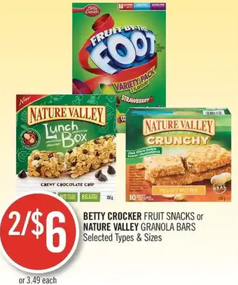 Shoppers Drug Mart Betty crocker fruit snacks or nature valley granola bars offer