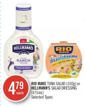 Shoppers Drug Mart Rio mare tuna salad or hellmann's salad dressing offer