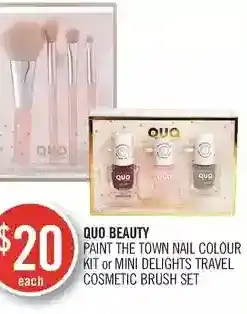 Shoppers Drug Mart Quo beauty paint the town nail colour kit or mini delights travel cosmetic brush set offer