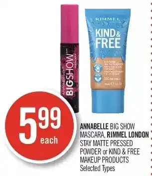 Shoppers Drug Mart Annabelle big show mascara, rimmel london stay matte pressed powder or kind & free makeup products offer