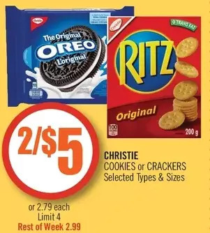 Shoppers Drug Mart Christie cookies or crackers offer