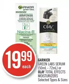 Shoppers Drug Mart Garnier green labs serum or olay total effects moisturizers offer