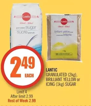 Shoppers Drug Mart Lantic granulated, brilliant yellow or icing sugar offer