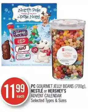Shoppers Drug Mart Pc gourmet jelly beans, nestle or hershey's advent calendar offer