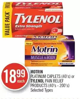 Shoppers Drug Mart Motrin platinum caplets or tylenol pain relief products offer