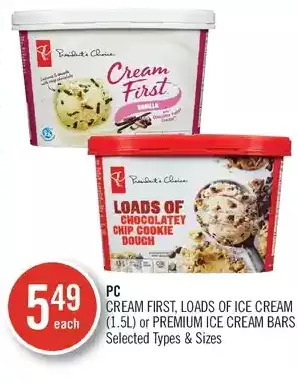 Shoppers Drug Mart Pc cream first, loads of ice cream or premium ice cream bars offer