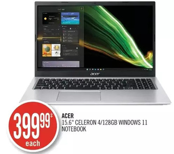 Shoppers Drug Mart Acer 15.6" celeron 4/128gb windows 11 notebook offer