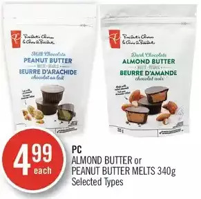 Shoppers Drug Mart Pc almond butter or peanut butter melts offer