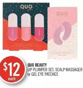 Shoppers Drug Mart Quo beauty lip plumper set, scalp massager or gel eye patches offer
