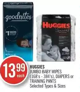 Shoppers Drug Mart Huggies jumbo baby wipes, diapers or training pants offer