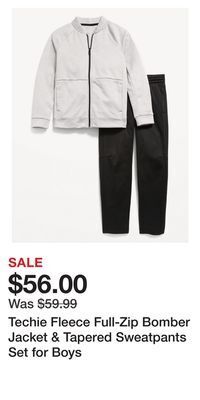Old Navy Techie fleece full-zip bomber jacket & tapered sweatpants set for boys offer