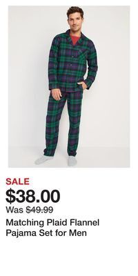 Old Navy Matching plaid flannel pajama set for men offer