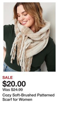 Old Navy Cozy soft-brushed patterned scarf for women offer