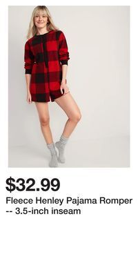 Old Navy Fleece henley pajama romper -- 3.5-inch inseam offer